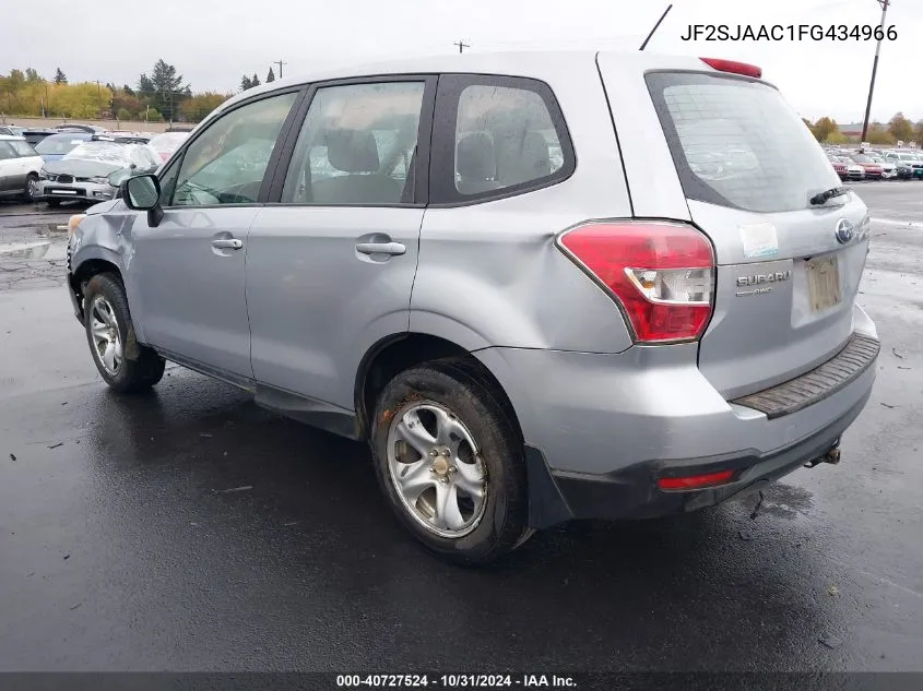 2015 Subaru Forester 2.5I VIN: JF2SJAAC1FG434966 Lot: 40727524