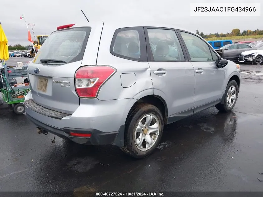 2015 Subaru Forester 2.5I VIN: JF2SJAAC1FG434966 Lot: 40727524