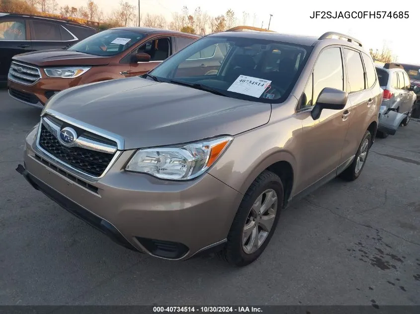 2015 Subaru Forester 2.5I Premium VIN: JF2SJAGC0FH574685 Lot: 40734514