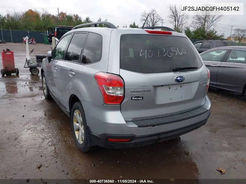 2015 Subaru Forester 2.5I Premium VIN: JF2SJADC0FH405142 Lot: 40736560