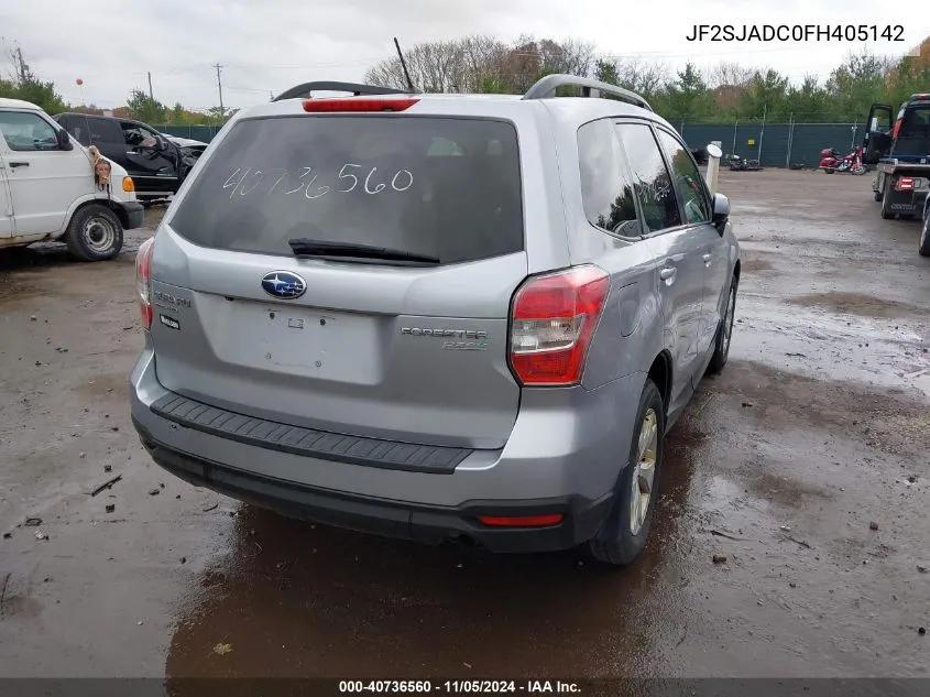 2015 Subaru Forester 2.5I Premium VIN: JF2SJADC0FH405142 Lot: 40736560