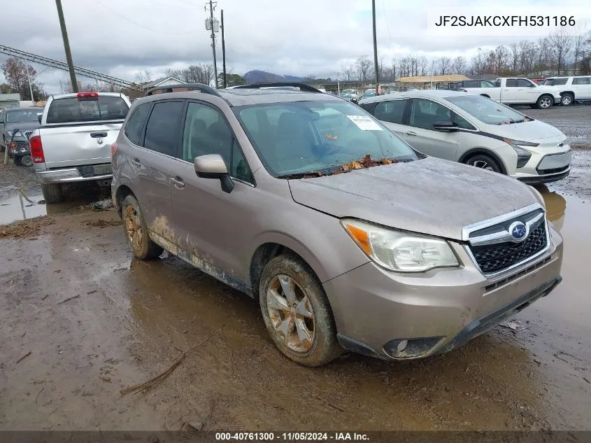 2015 Subaru Forester 2.5I Limited VIN: JF2SJAKCXFH531186 Lot: 40761300