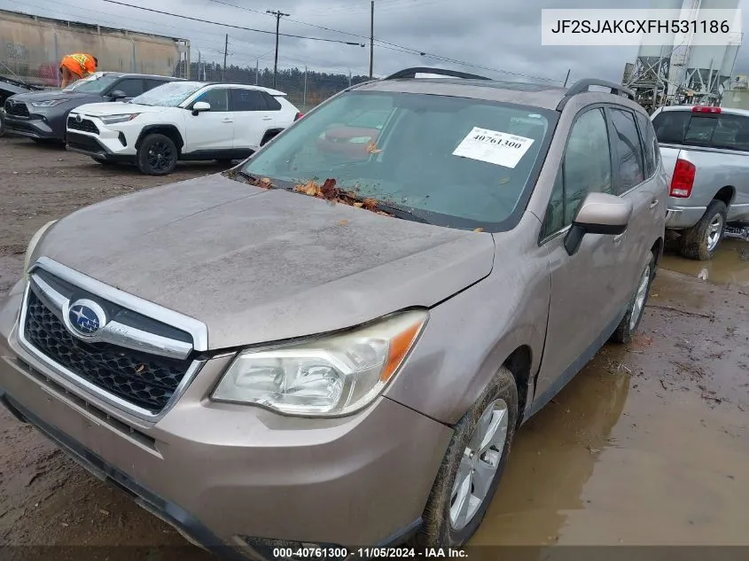 2015 Subaru Forester 2.5I Limited VIN: JF2SJAKCXFH531186 Lot: 40761300