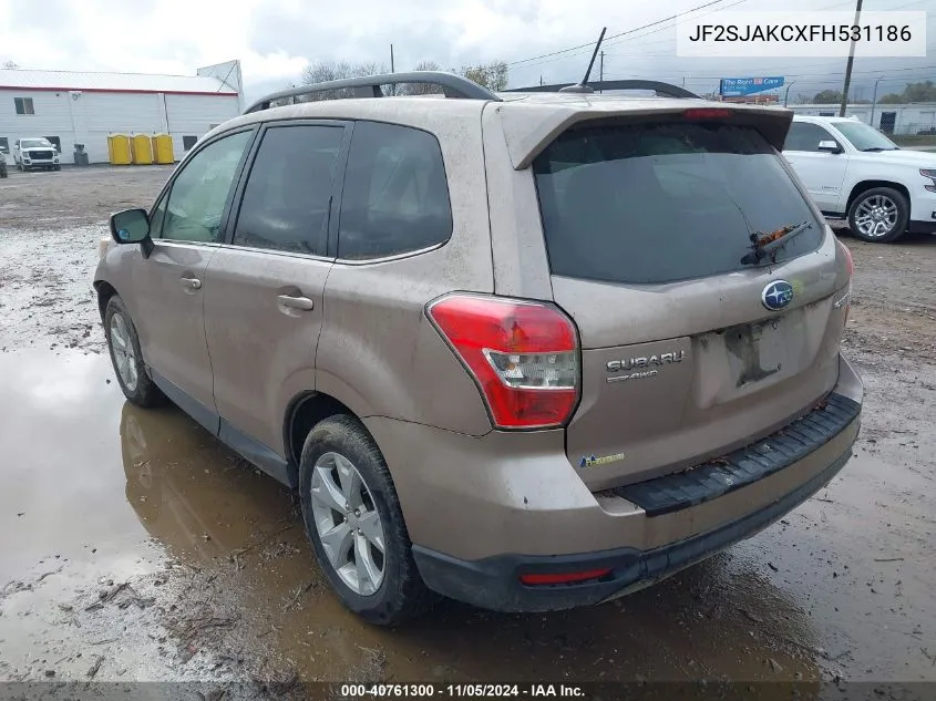 2015 Subaru Forester 2.5I Limited VIN: JF2SJAKCXFH531186 Lot: 40761300