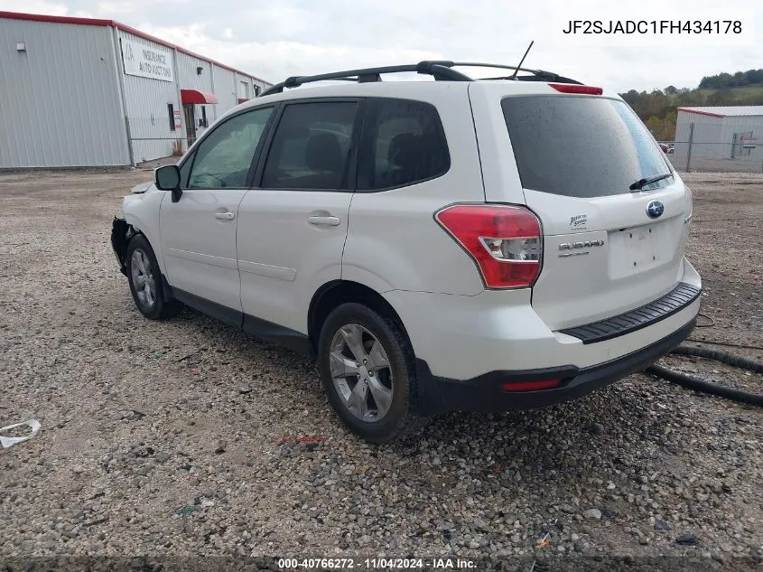 2015 Subaru Forester 2.5I Premium VIN: JF2SJADC1FH434178 Lot: 40766272