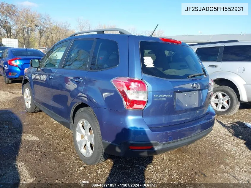 2015 Subaru Forester 2.5I Premium VIN: JF2SJADC5FH552931 Lot: 40771057