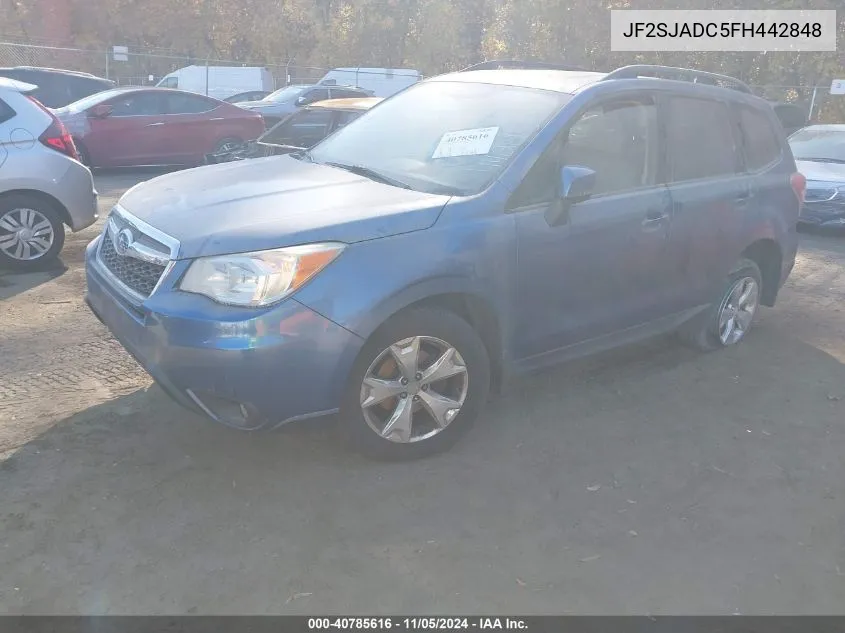 2015 Subaru Forester 2.5I Premium VIN: JF2SJADC5FH442848 Lot: 40785616