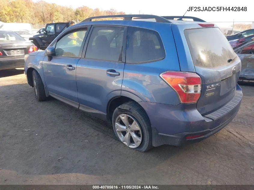 2015 Subaru Forester 2.5I Premium VIN: JF2SJADC5FH442848 Lot: 40785616