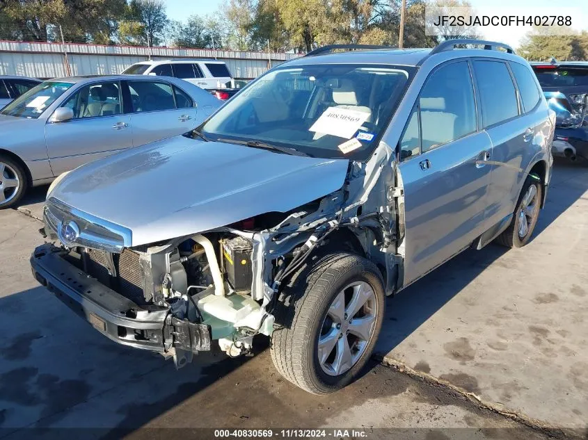 2015 Subaru Forester 2.5I Premium VIN: JF2SJADC0FH402788 Lot: 40830569