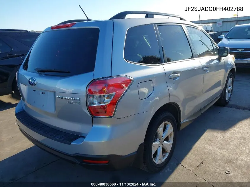 2015 Subaru Forester 2.5I Premium VIN: JF2SJADC0FH402788 Lot: 40830569