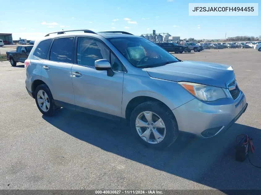 2015 Subaru Forester 2.5I Limited VIN: JF2SJAKC0FH494455 Lot: 40830827