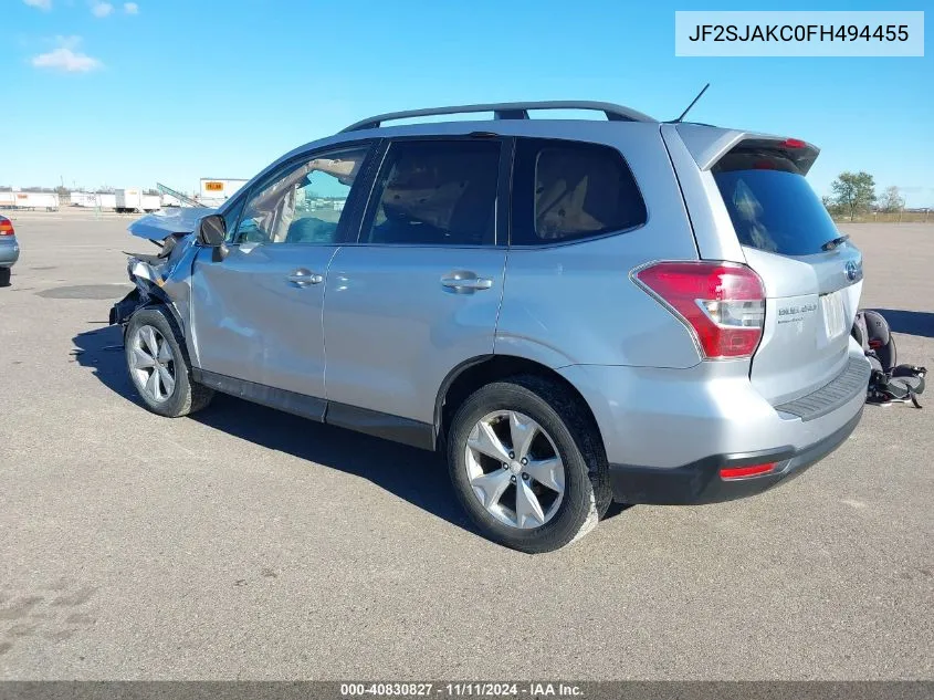 2015 Subaru Forester 2.5I Limited VIN: JF2SJAKC0FH494455 Lot: 40830827