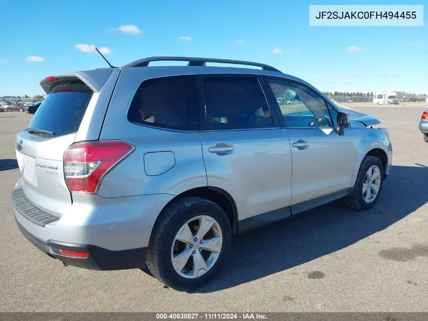 2015 Subaru Forester 2.5I Limited VIN: JF2SJAKC0FH494455 Lot: 40830827