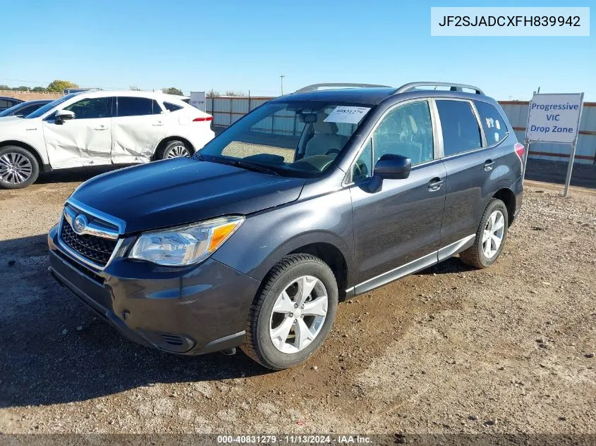 JF2SJADCXFH839942 2015 Subaru Forester 2.5I Premium