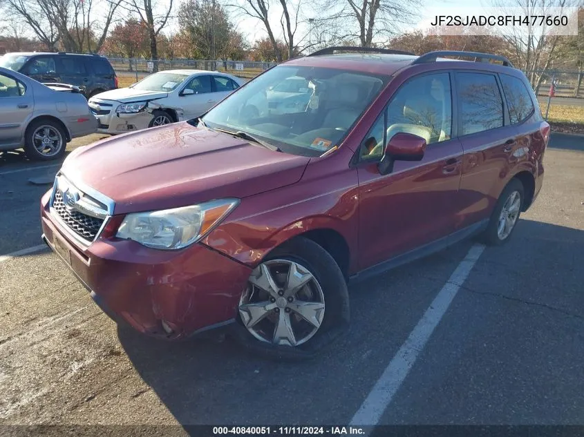 2015 Subaru Forester 2.5I Premium VIN: JF2SJADC8FH477660 Lot: 40840051