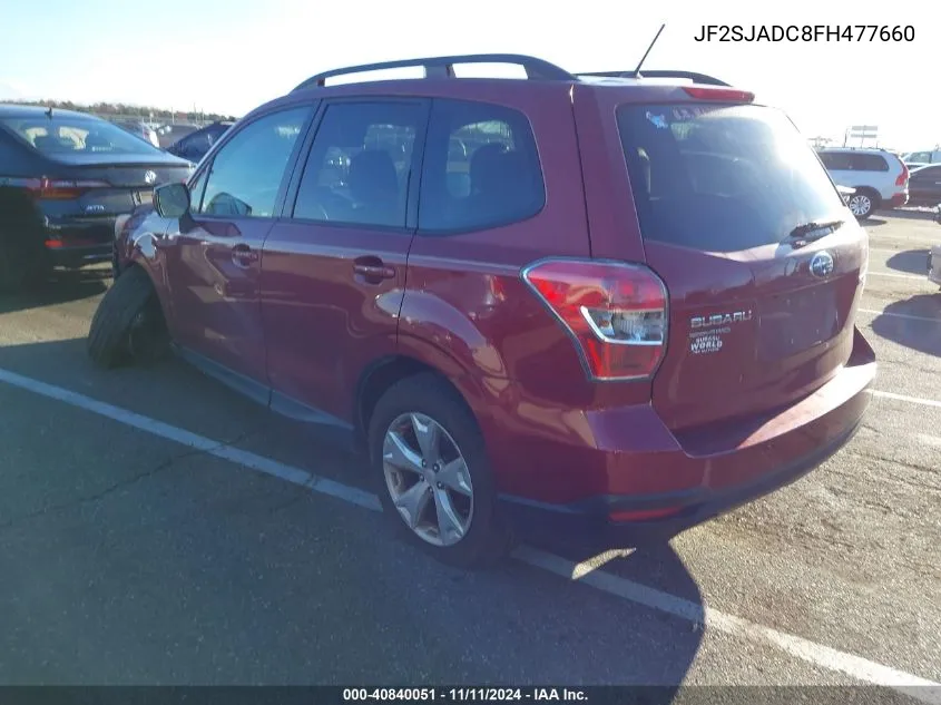 2015 Subaru Forester 2.5I Premium VIN: JF2SJADC8FH477660 Lot: 40840051