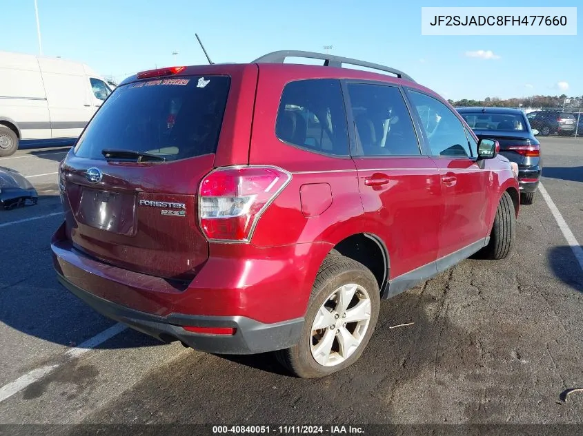 2015 Subaru Forester 2.5I Premium VIN: JF2SJADC8FH477660 Lot: 40840051