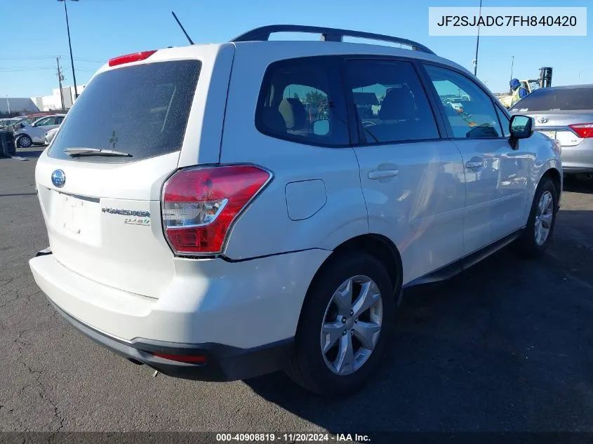 2015 Subaru Forester 2.5I Premium VIN: JF2SJADC7FH840420 Lot: 40908819