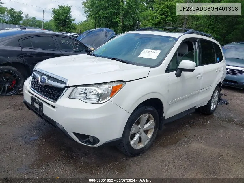 2016 Subaru Forester 2.5I Premium VIN: JF2SJADC8GH401308 Lot: 39351852