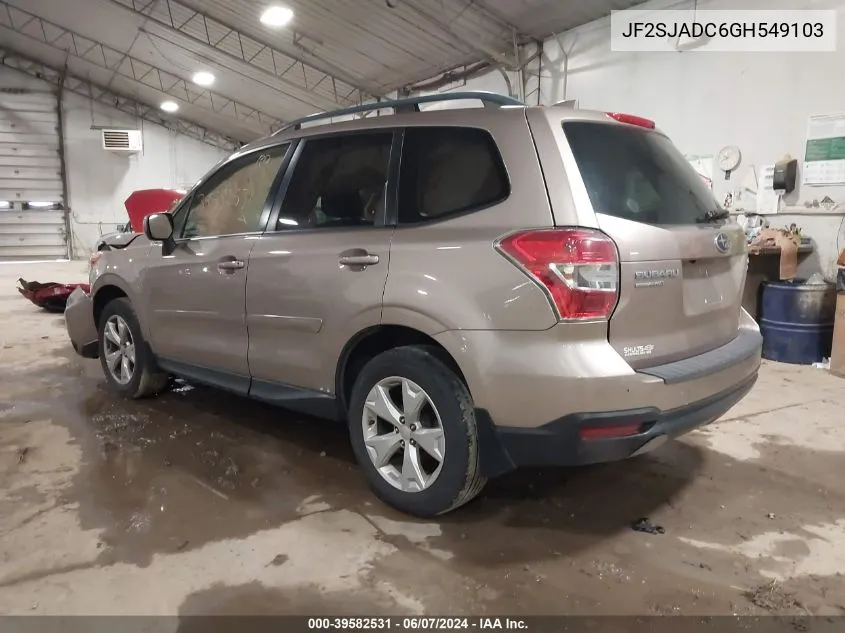 2016 Subaru Forester 2.5I Premium VIN: JF2SJADC6GH549103 Lot: 39582531