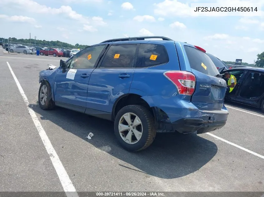 2016 Subaru Forester 2.5I Premium VIN: JF2SJAGC2GH450614 Lot: 39721411