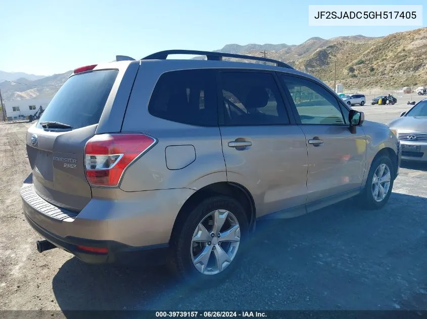 2016 Subaru Forester 2.5I Premium VIN: JF2SJADC5GH517405 Lot: 39739157