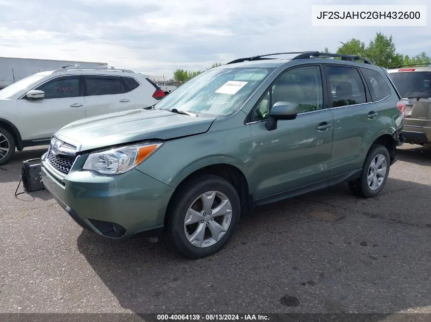 2016 Subaru Forester 2.5I Limited VIN: JF2SJAHC2GH432600 Lot: 40064139