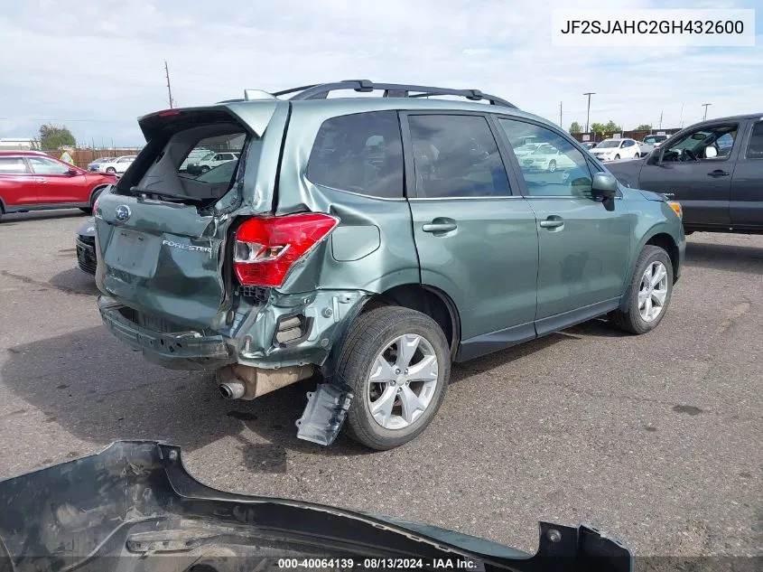 2016 Subaru Forester 2.5I Limited VIN: JF2SJAHC2GH432600 Lot: 40064139