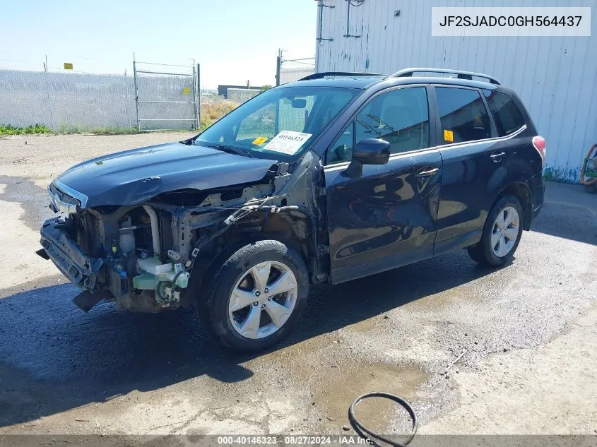 2016 Subaru Forester 2.5I Premium VIN: JF2SJADC0GH564437 Lot: 40146323