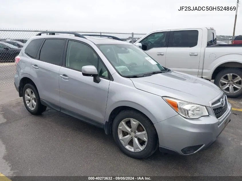 2016 Subaru Forester 2.5I Premium VIN: JF2SJADC5GH524869 Lot: 40273632