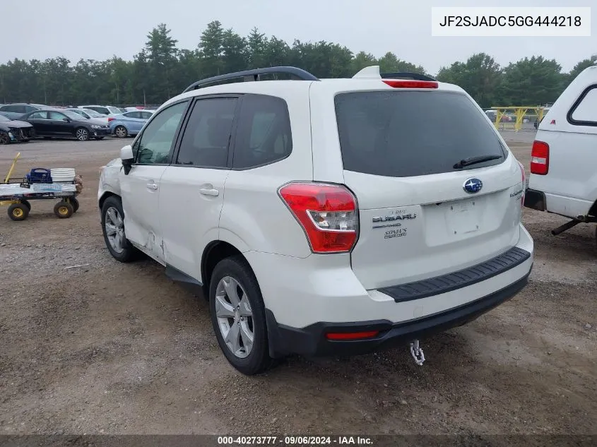 2016 Subaru Forester 2.5I Premium VIN: JF2SJADC5GG444218 Lot: 40273777