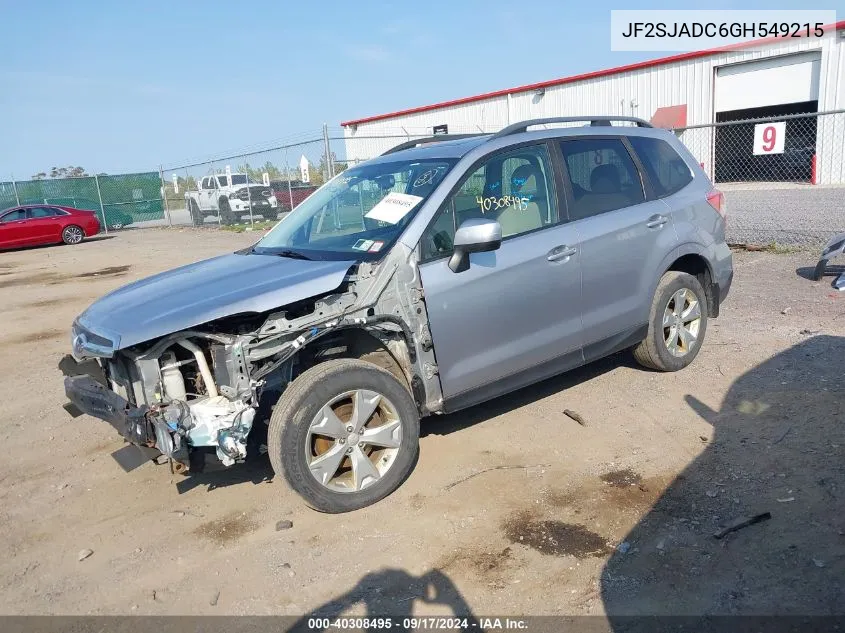 2016 Subaru Forester 2.5I Premium VIN: JF2SJADC6GH549215 Lot: 40308495