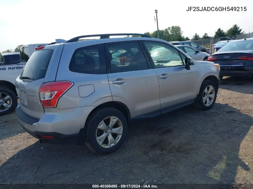 2016 Subaru Forester 2.5I Premium VIN: JF2SJADC6GH549215 Lot: 40308495