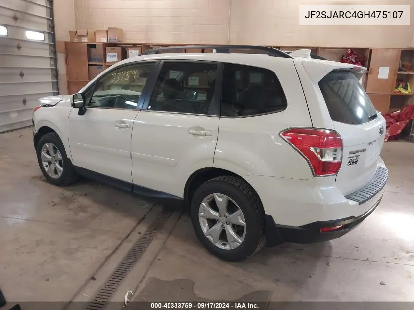 2016 Subaru Forester 2.5I Limited VIN: JF2SJARC4GH475107 Lot: 40333759