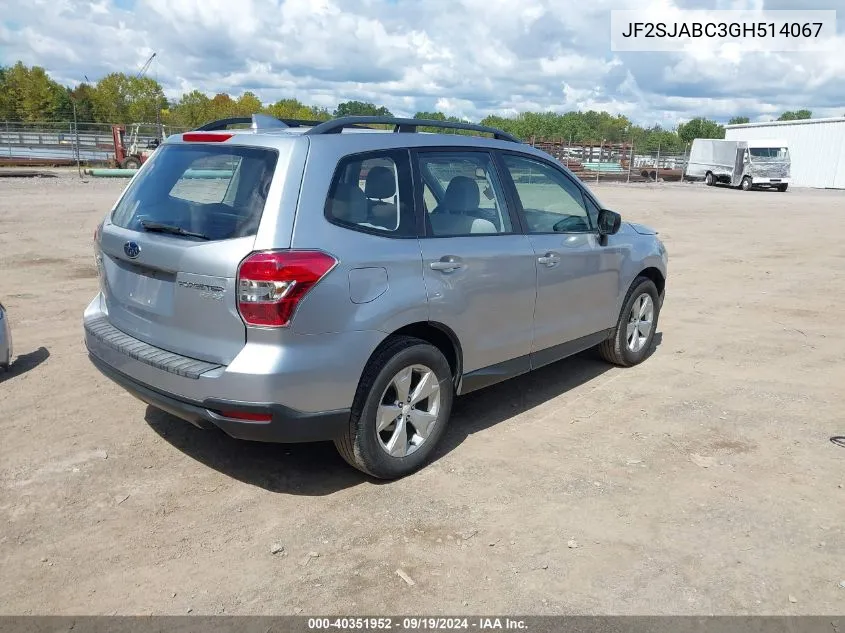 2016 Subaru Forester 2.5I VIN: JF2SJABC3GH514067 Lot: 40351952