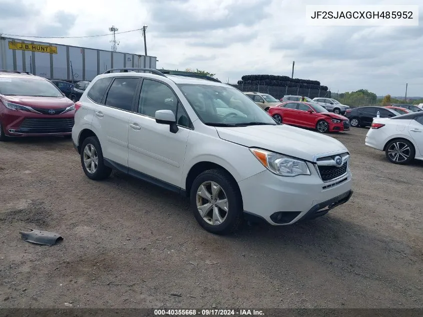 JF2SJAGCXGH485952 2016 Subaru Forester 2.5I Premium