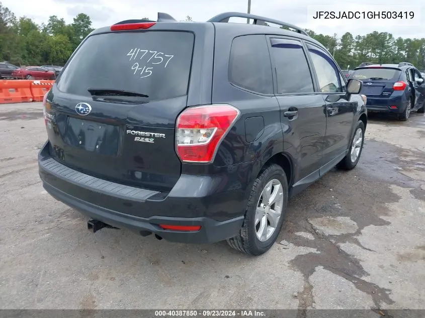 2016 Subaru Forester 2.5I Premium VIN: JF2SJADC1GH503419 Lot: 40387850