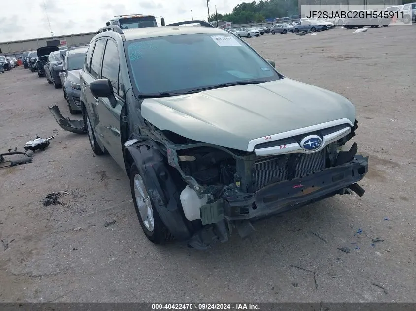 2016 Subaru Forester 2.5I VIN: JF2SJABC2GH545911 Lot: 40422470