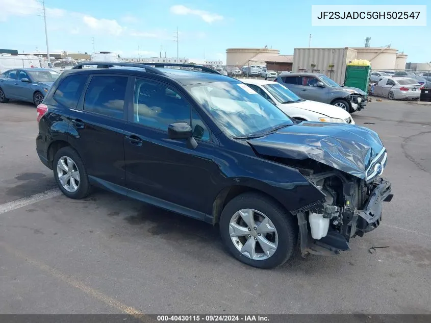 2016 Subaru Forester 2.5I Premium VIN: JF2SJADC5GH502547 Lot: 40430115