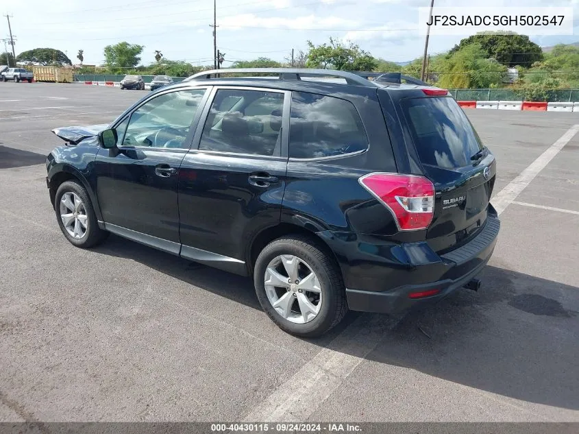 2016 Subaru Forester 2.5I Premium VIN: JF2SJADC5GH502547 Lot: 40430115