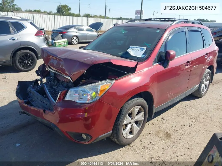 2016 Subaru Forester 2.5I Limited VIN: JF2SJAKC2GH504677 Lot: 40465113