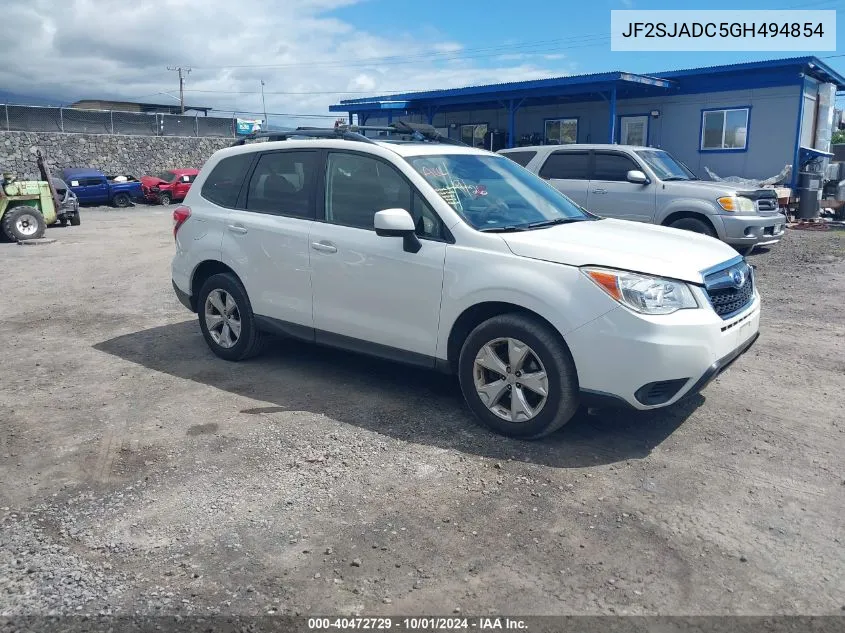 2016 Subaru Forester 2.5I Premium VIN: JF2SJADC5GH494854 Lot: 40472729