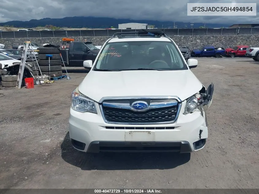 2016 Subaru Forester 2.5I Premium VIN: JF2SJADC5GH494854 Lot: 40472729