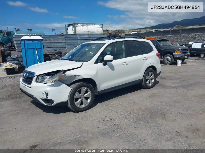 2016 Subaru Forester 2.5I Premium VIN: JF2SJADC5GH494854 Lot: 40472729