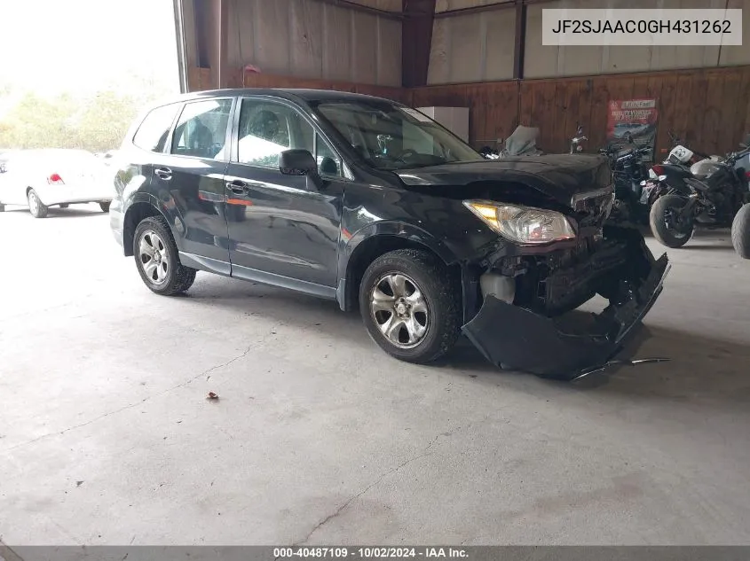 2016 Subaru Forester 2.5I VIN: JF2SJAAC0GH431262 Lot: 40487109