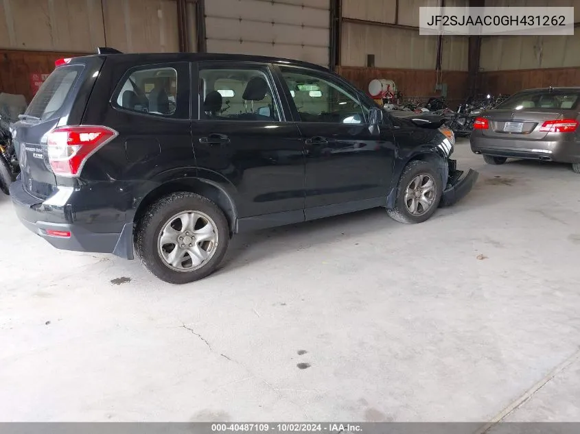 2016 Subaru Forester 2.5I VIN: JF2SJAAC0GH431262 Lot: 40487109