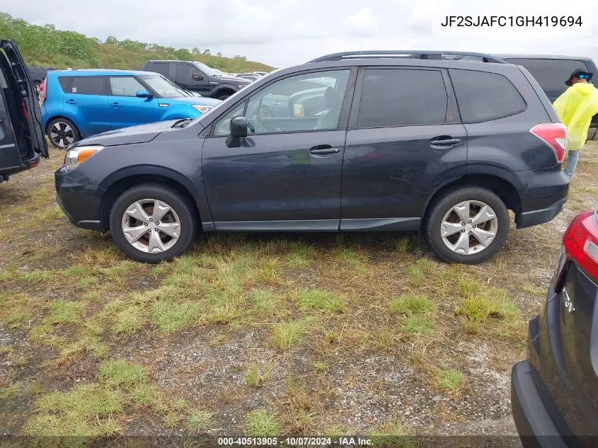 2016 Subaru Forester 2.5I Premium VIN: JF2SJAFC1GH419694 Lot: 40513905