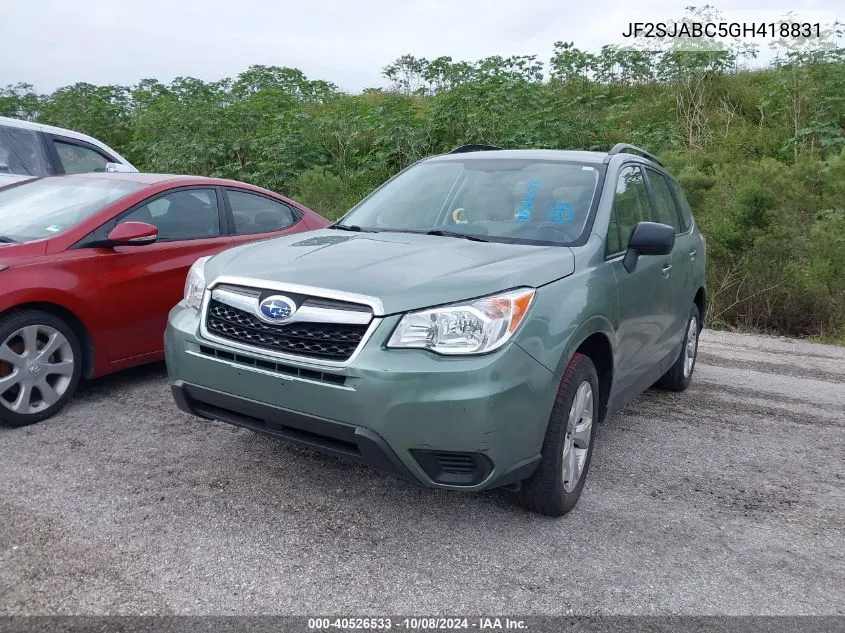 2016 Subaru Forester 2.5I VIN: JF2SJABC5GH418831 Lot: 40526533