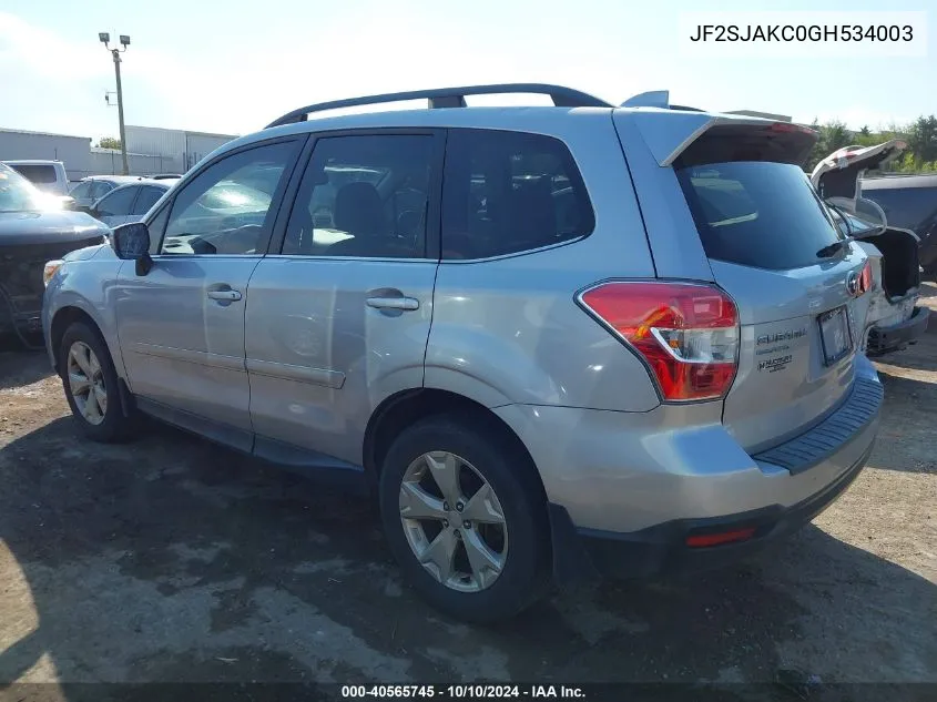 2016 Subaru Forester 2.5I Limited VIN: JF2SJAKC0GH534003 Lot: 40565745