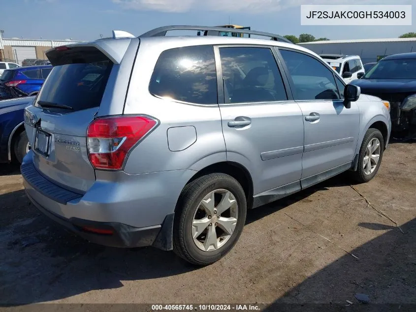 JF2SJAKC0GH534003 2016 Subaru Forester 2.5I Limited